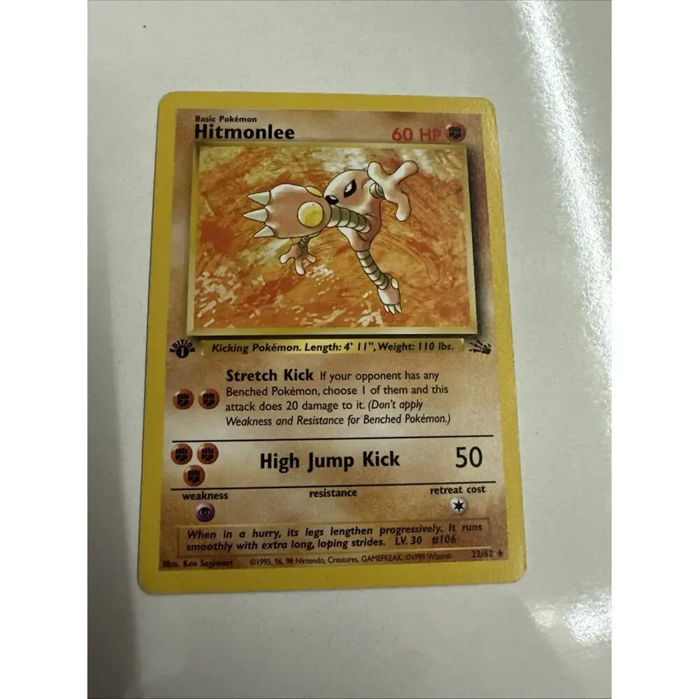 1999 Pokemon Fossil Hitmonlee 22/62 1st Edition Fighting Rare Non Holo WOTC MP